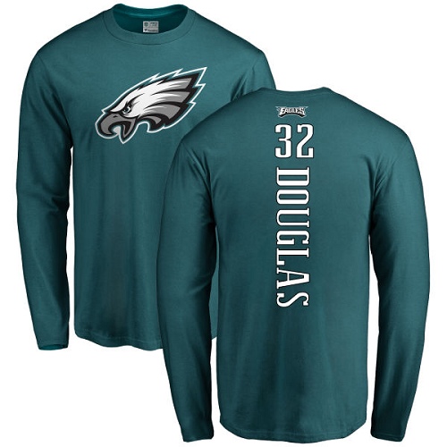 Men Philadelphia Eagles #32 Rasul Douglas Green Backer Long Sleeve NFL T Shirt->nfl t-shirts->Sports Accessory